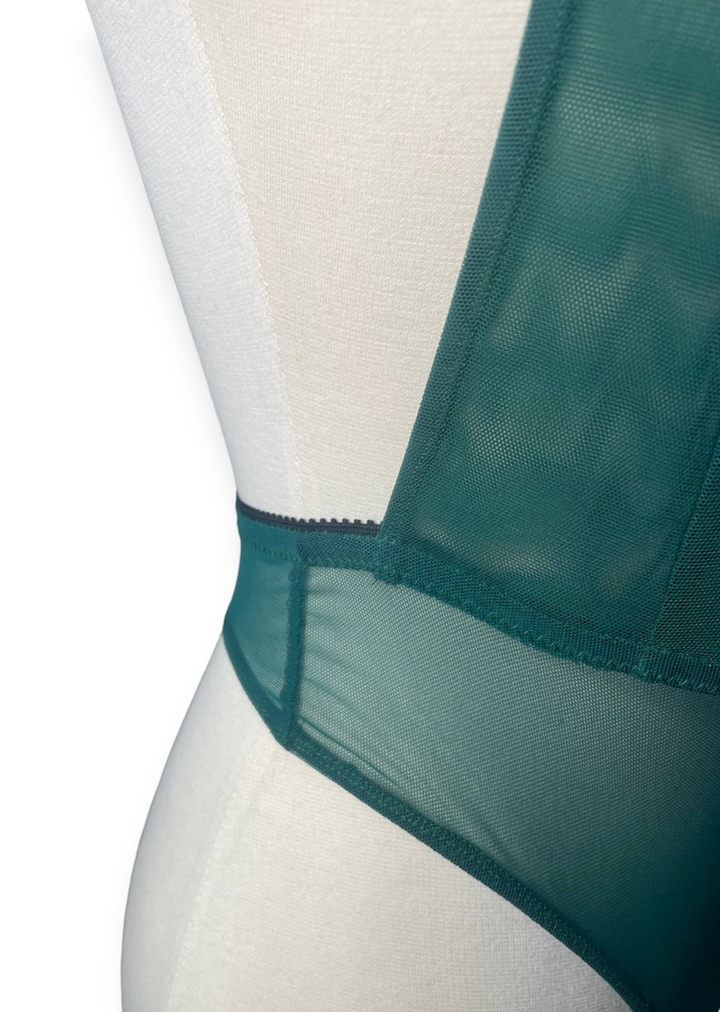 Mesh Plunge Teddy-Emerald