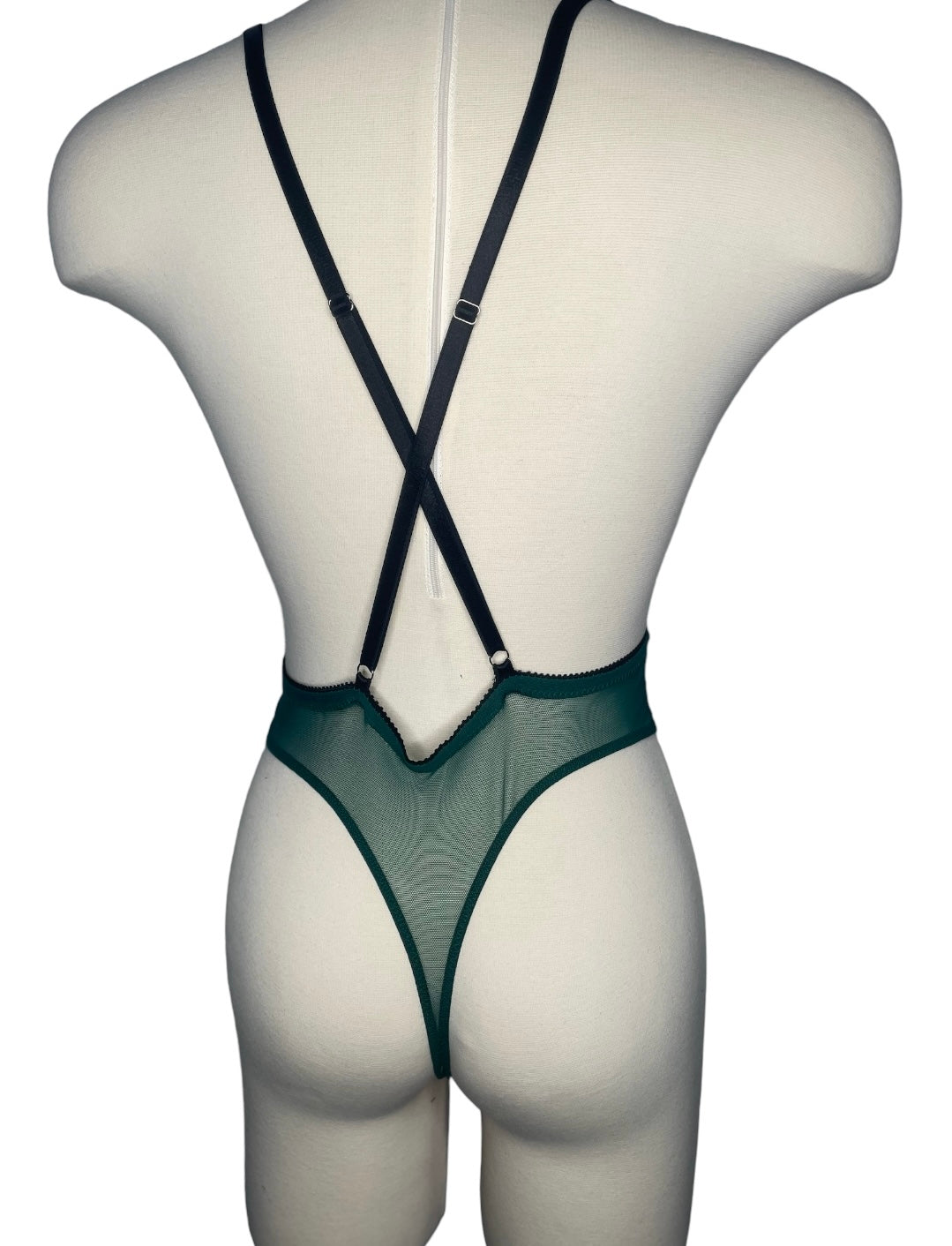 Mesh Plunge Teddy-Emerald