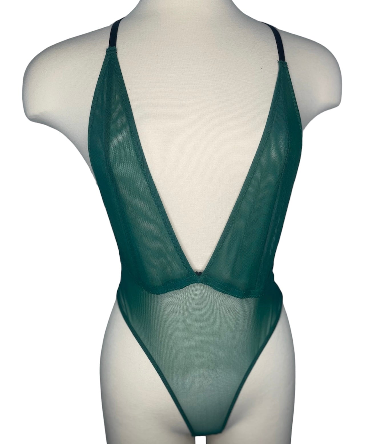 Mesh Plunge Teddy-Emerald