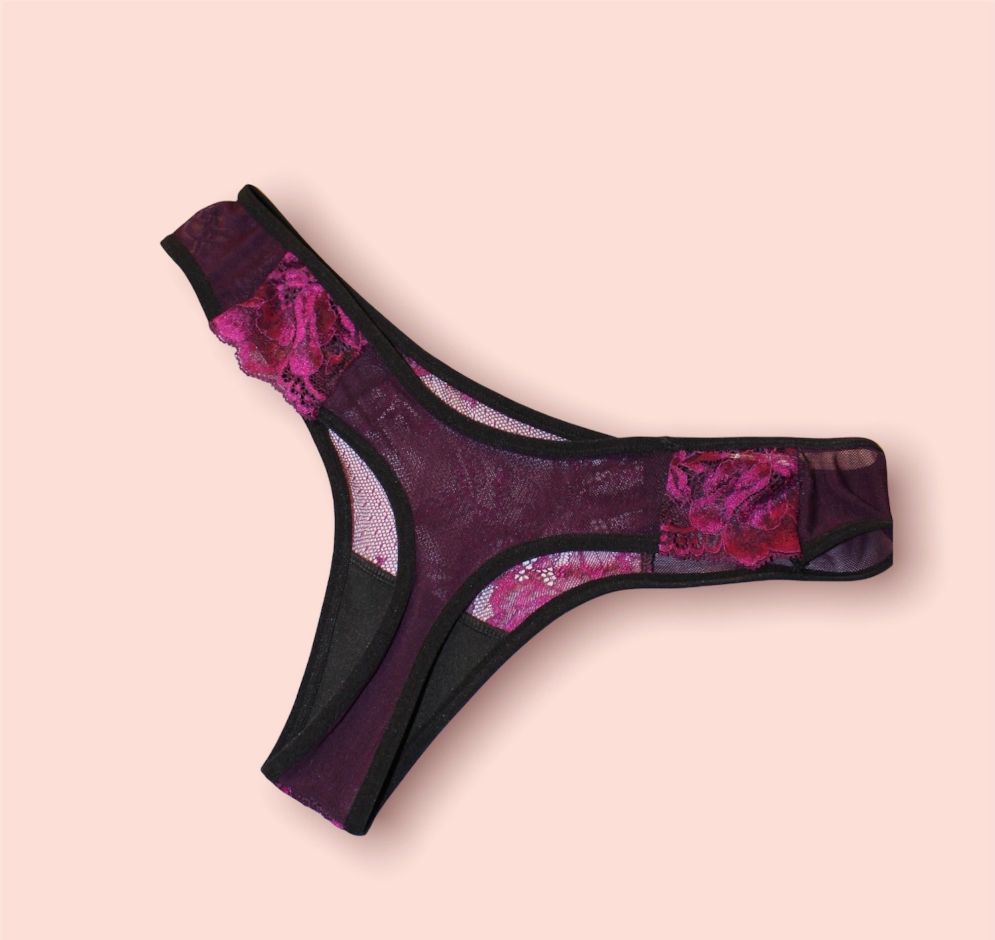Pleasantly Plum Mesh & Lace Thong